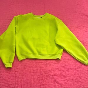 Herve Leger Neon Lime Cropped Sweatshirt